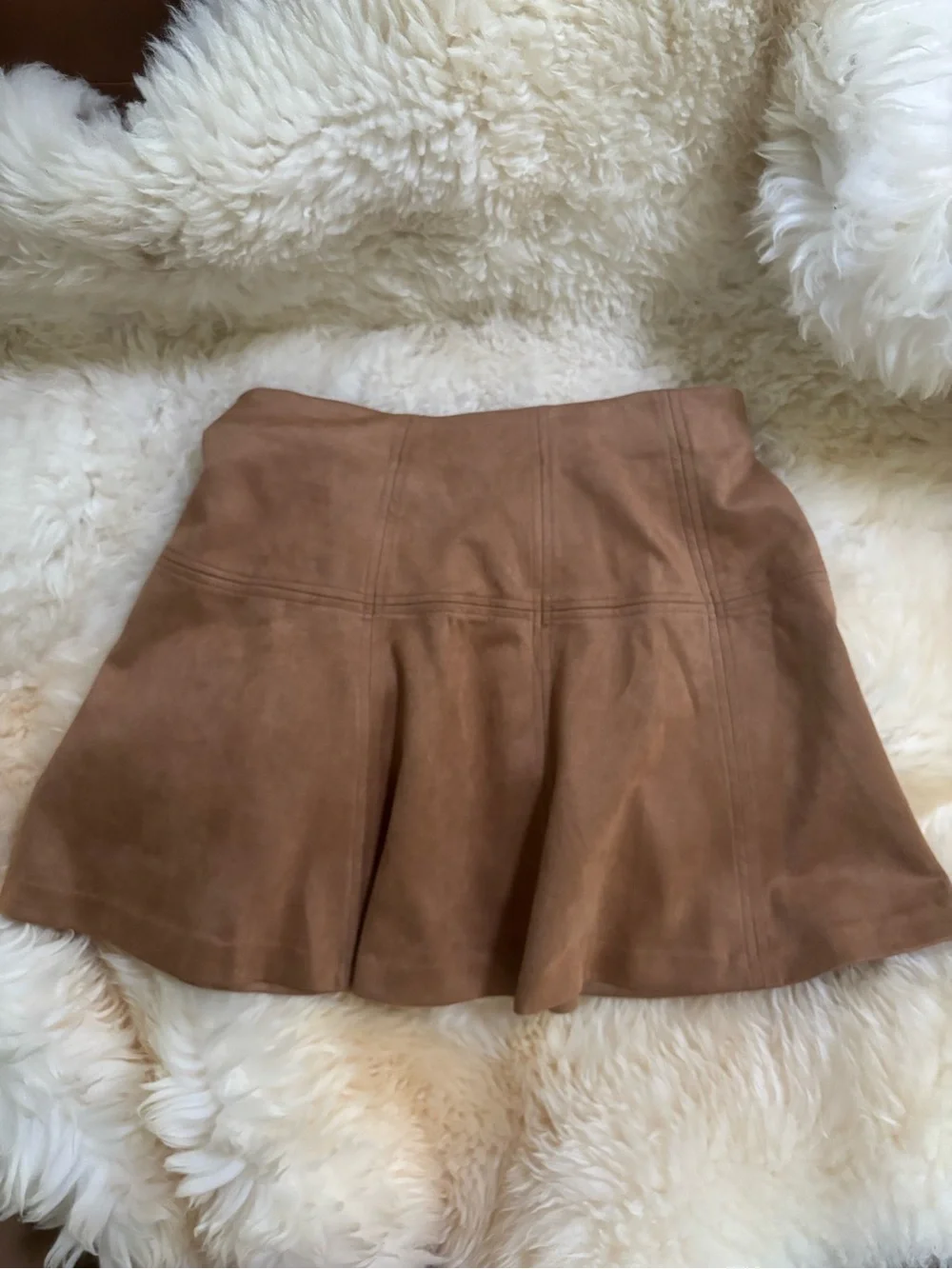 LC Lauren Conrad Tan Suede Flared Mini Skirt